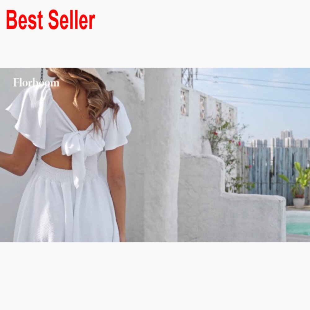 Polyester Sweetheart Knot Front Flutter Sleeve A-… - image 7